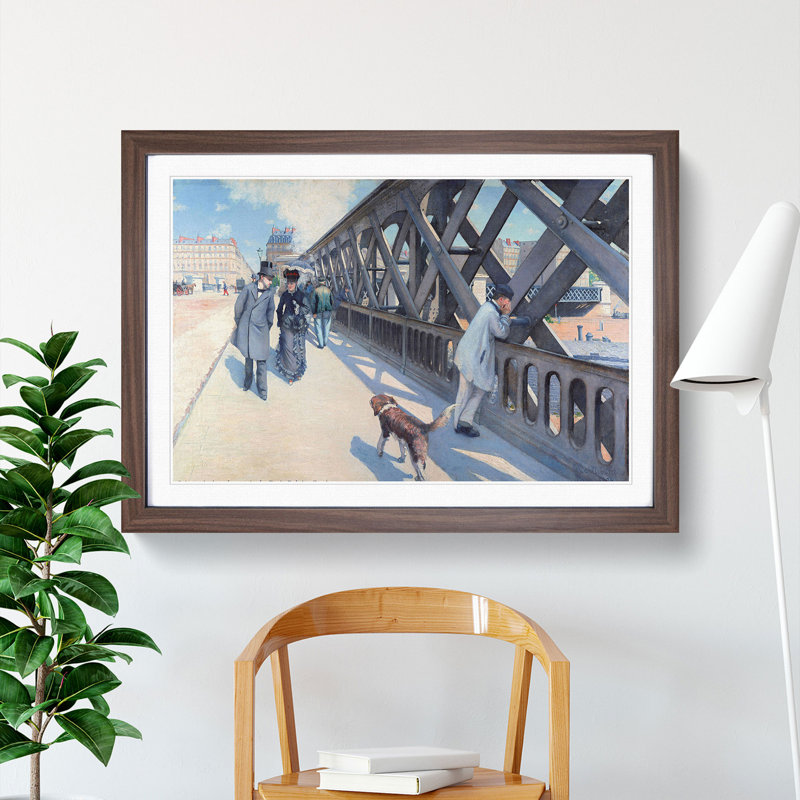 Le Pont De Leurope by Gustave Caillebotte - Picture Frame Painting, Walnut Framed, 27cm H x 36cm W x 2cm D