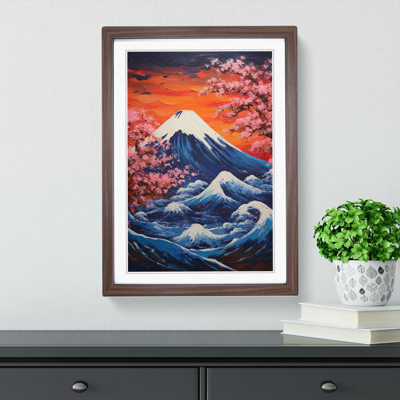 Mount Fuji Abstract - Framed Print, Walnut , 34cm H x 25cm W x 2cm D