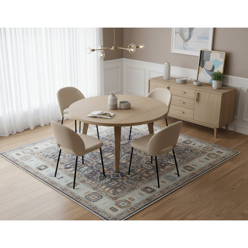 Tapis gris clair en laine noué à la main Oushak - motif tribal géométrique, Rectangulaire 8 pi x 10 pi