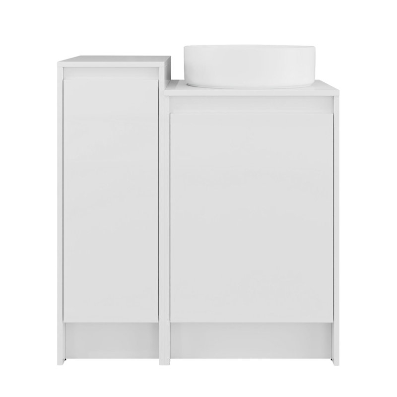 Meuble-lavabo autoportant avec une petite armoire de rangement, Blanc