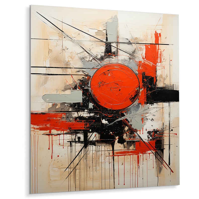 «Red and White Chaos Unleashed II», art mural abstrait en métal, H 20 po x l 12 po x P 1 po