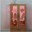 Vitrine lumineuse en verre avec tablettes réglables - 2 portes, 1 tiroir, lumières DEL, finition chêne clair élégant-627316721