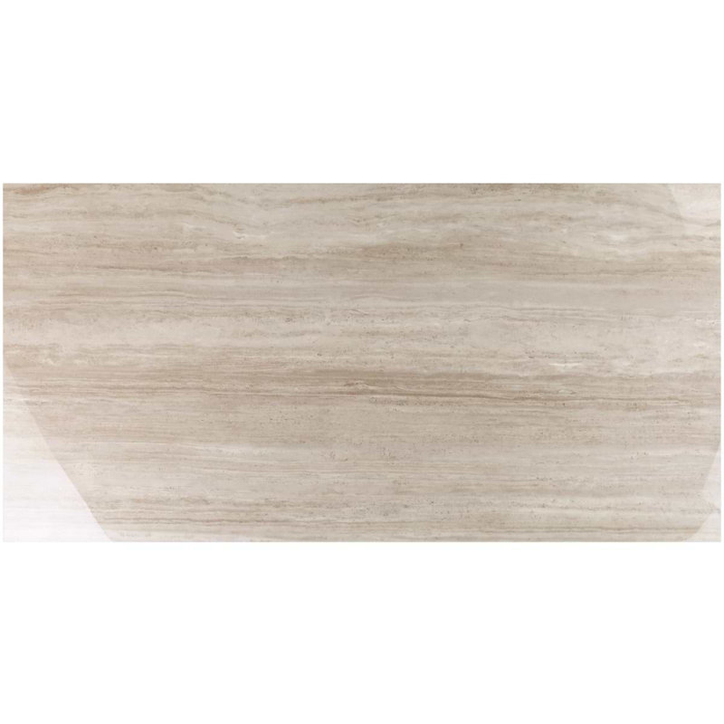 Nashville 24x48 Polished Travertine Look Porcelain Tile, Taupe