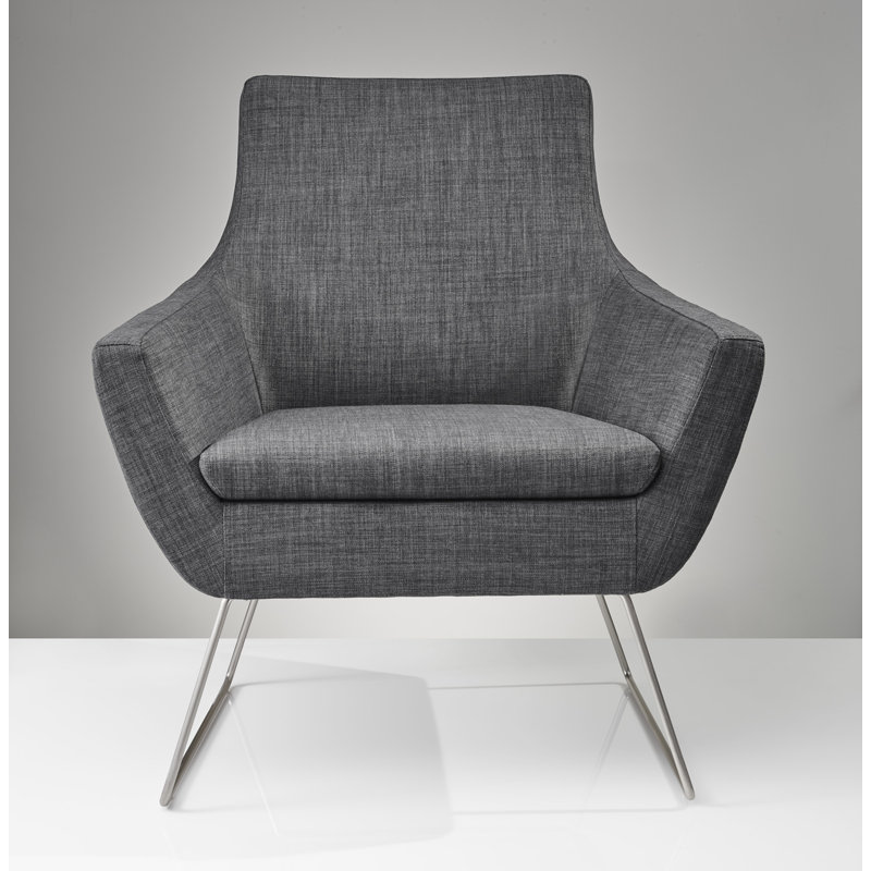 Ismaael Upholstered Armchair, Charcoal Polyester Blend