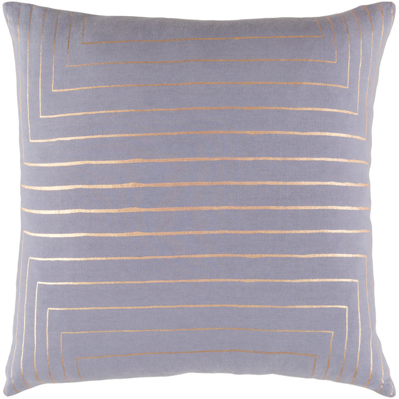 Coussin en coton Crescent, 22 po x 22 po, Gris / jaune, Polyester / Bourre en polyester