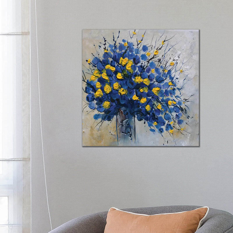 Jaune et bleu nature morte - Giclée sur toile tendue avec châssis, H 26 po x l 26 po
