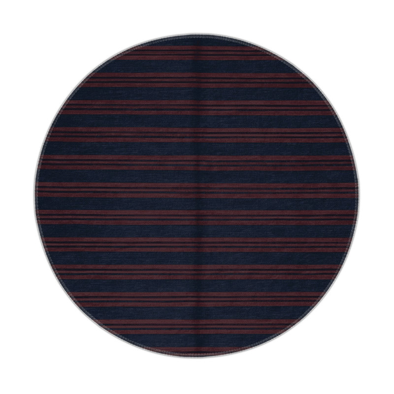Tapis intérieur / extérieur gris HorizontalStripes, Rond 5 pi