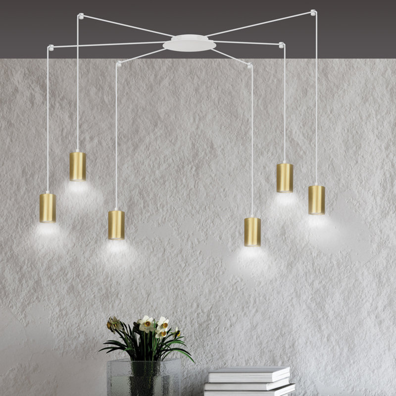 Cadha 6 - Light Cluster Pendant, White, Gold