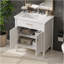 Meuble-lavabo 31 po avec lavabo, armoire de salle de bain avec portes à fermeture en douceur et tablette réglable, conception à profil courbé, pieds en bois d'hévéa, blanc-498509854