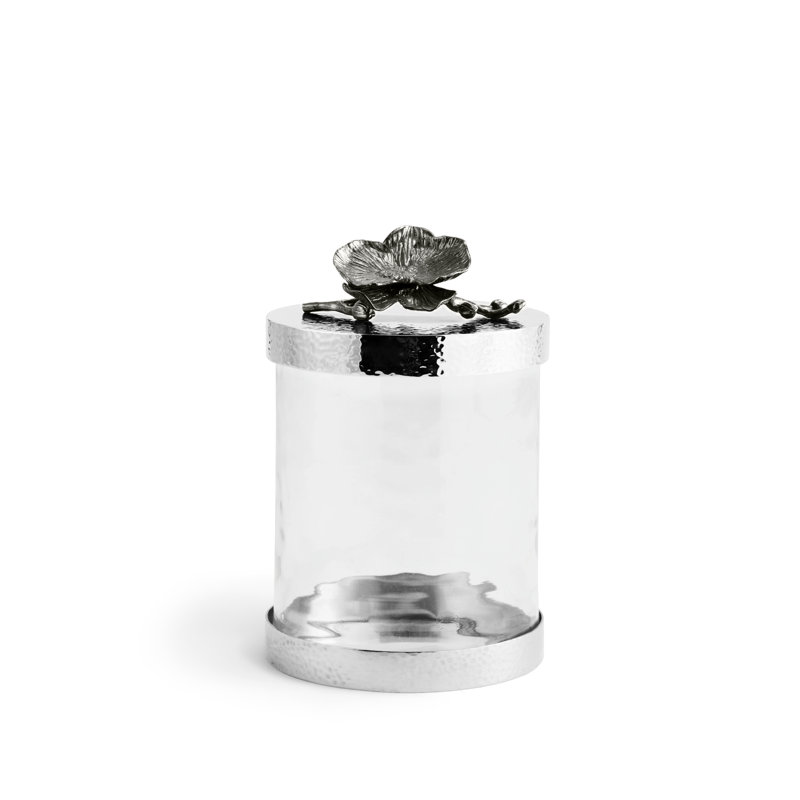 Orchid Kitchen Canister, Black, 8.5" H x 5.5" W x 5.5" D