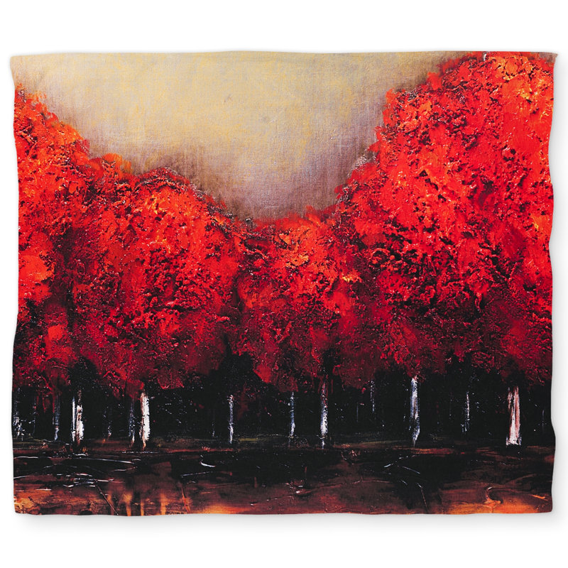 Red Dark Trees Duvet Cover | Contemporary Landscapes Decor