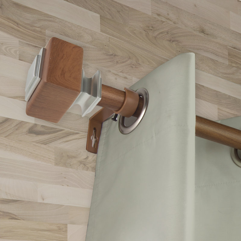 Tringle à rideaux simple en faux bois Abdulahad, 120" - 170", Châtaigne