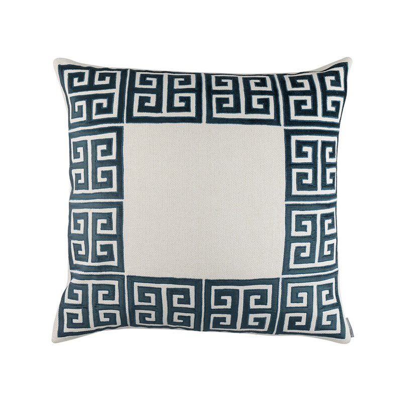 Ivory and Midnight Velvet Geometric Throw Pillow 28x28