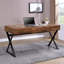 Bureau d'ordinateur avec trois tiroirs de rangement USB et prise de courant, pieds en X