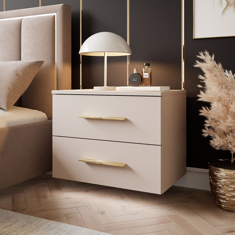55cm W Bedside Table, Cashmire/Gold