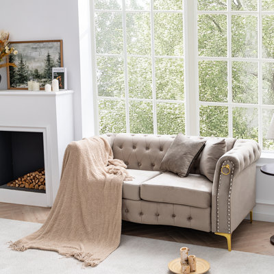  64.1" Retro-Style Velvet Loveseat