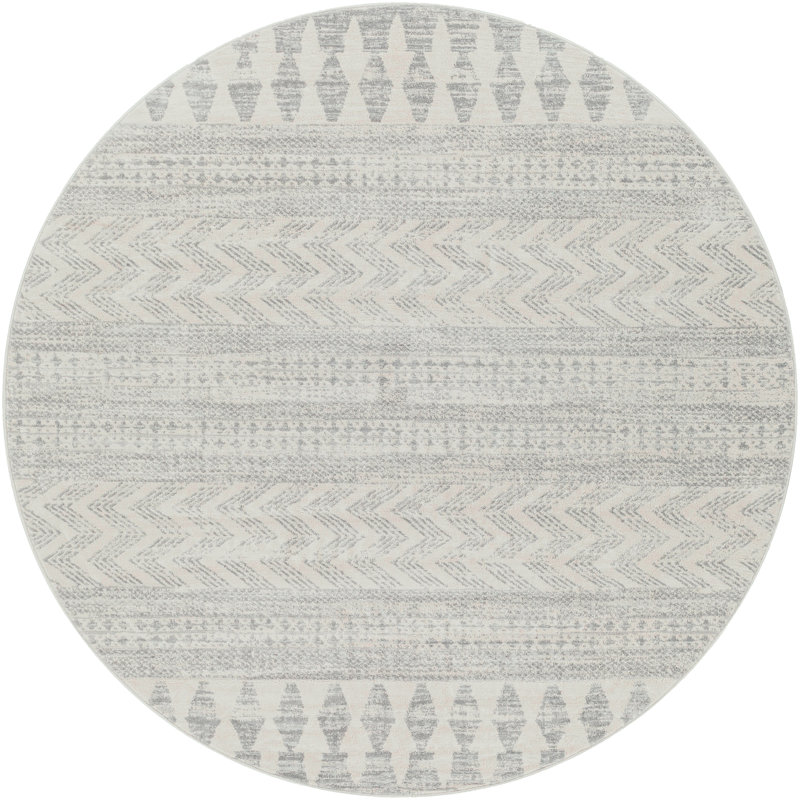Grey/Off-White Rug, Round 200cm
