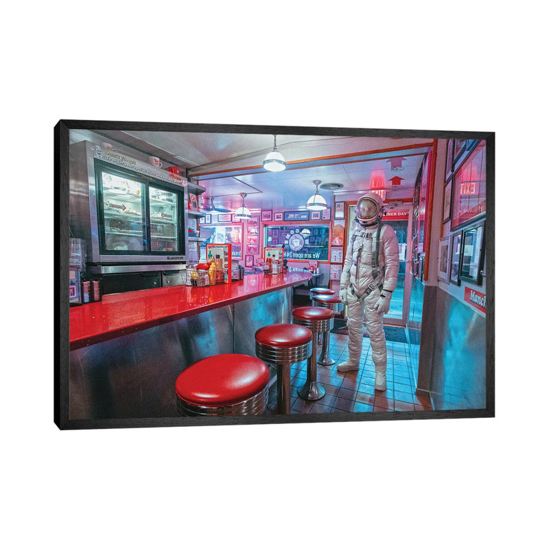 The Lonely Astronaut IX by Karen Jerzyk - Print on Canvas, Black Framed Canvas, 66.04 cm H x 45.72 cm W
