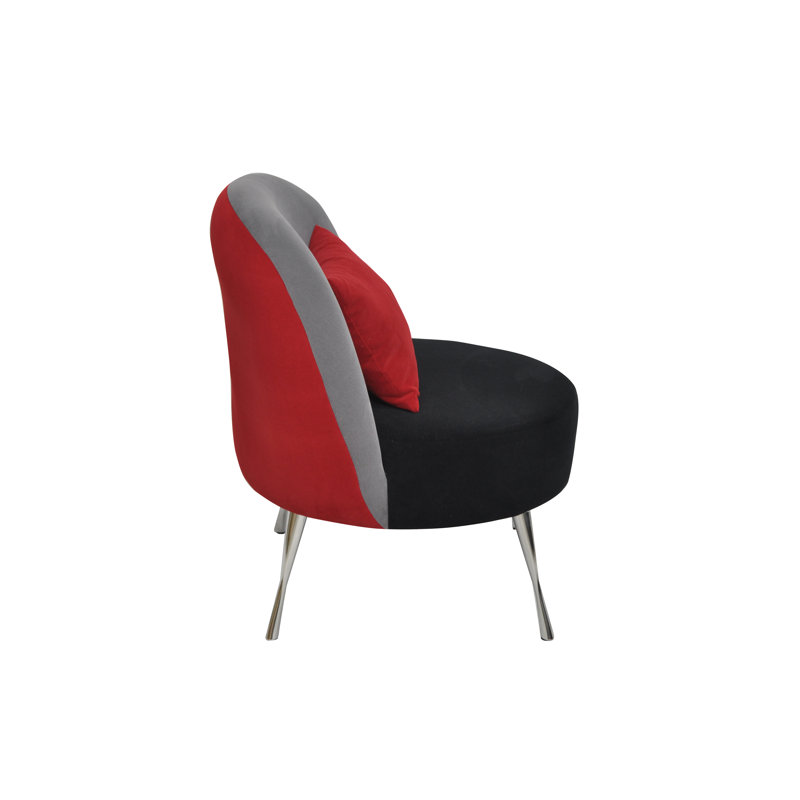 Upholstered Accent Chair, Red/Grey/Black