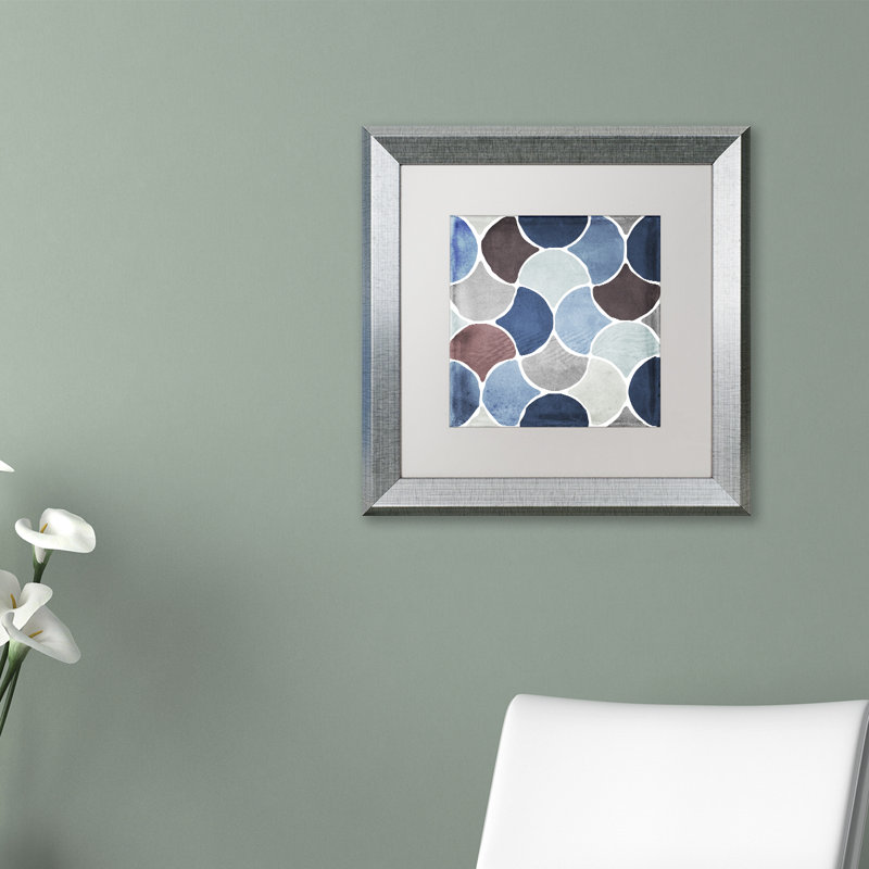 'Moroccan Blues II' Framed Graphic Art, 11" H x 11" W x 0.5" D, White, Black
