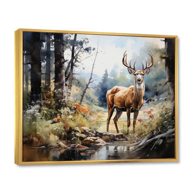 Whitetail Deer In Winter On Wood by Sam Timm Print