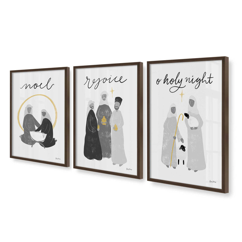 Silent Shelherd's Light, ensemble de 3 reproductions d'art, 24 po x 18 po, Blanc opaque