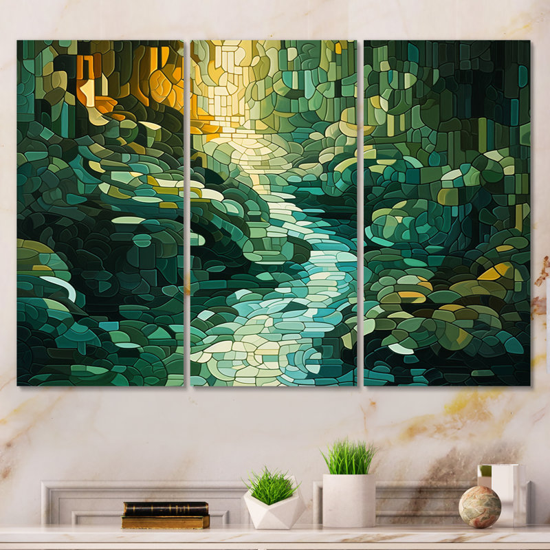 Abstrait Emerald Wild Forest River IV - Lakes & Rivers, ensemble de reproductions d'art mural, H 40 po x l 60 po x P 1 po