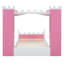 Lit en bois en forme de château avec tablette de rangement, lit plateforme simple Dreamy pour chambre d'enfant, rose et blanc (heure d'arrivée prévue: 8,14)-731147854