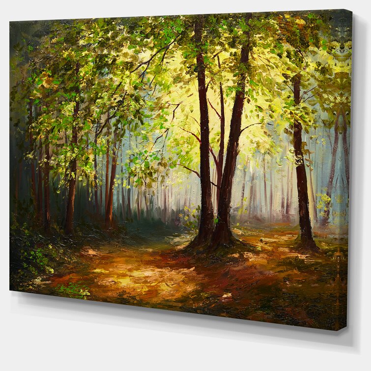 Colourful Landscape Trees Impressionist IV 12 in x 8 in Painting Canvas Art  Print, by Designart