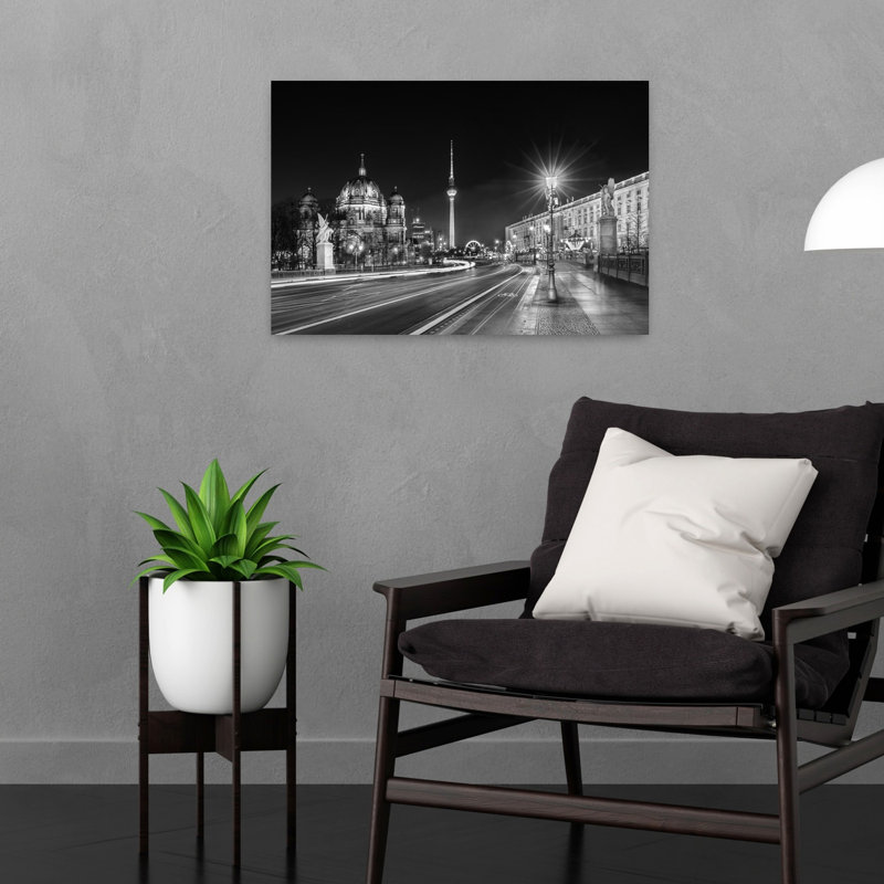 «Berlin City Nightscape Modern Vibrant Abstract Architecture City», reproduction d'art murale, H 16 po x l 24 po