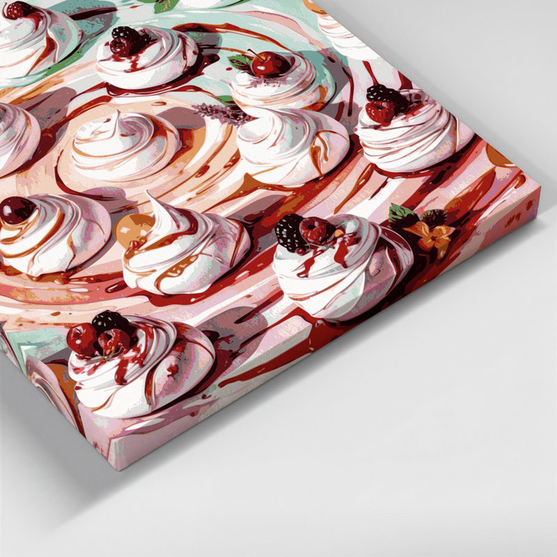 Desserts Pavlova, art mural sur toile grise, H 16 po x l 16 po
