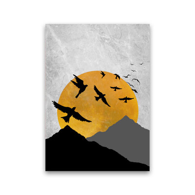 The Sunset Mountain Bird Flying - Print