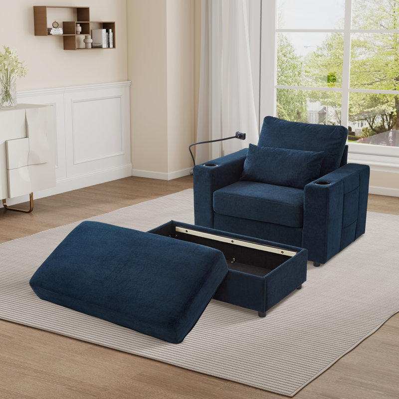 Chaise longue rembourrée 51,4 po, Bleu