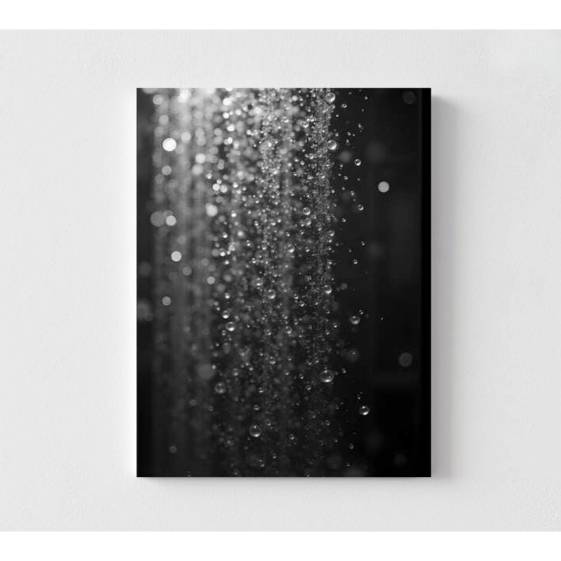 «Falling Rain», reproduction d'art abstrait noir et blanc, H 30 po x l 40 po, Ne s’applique pas, Ne s’applique pas