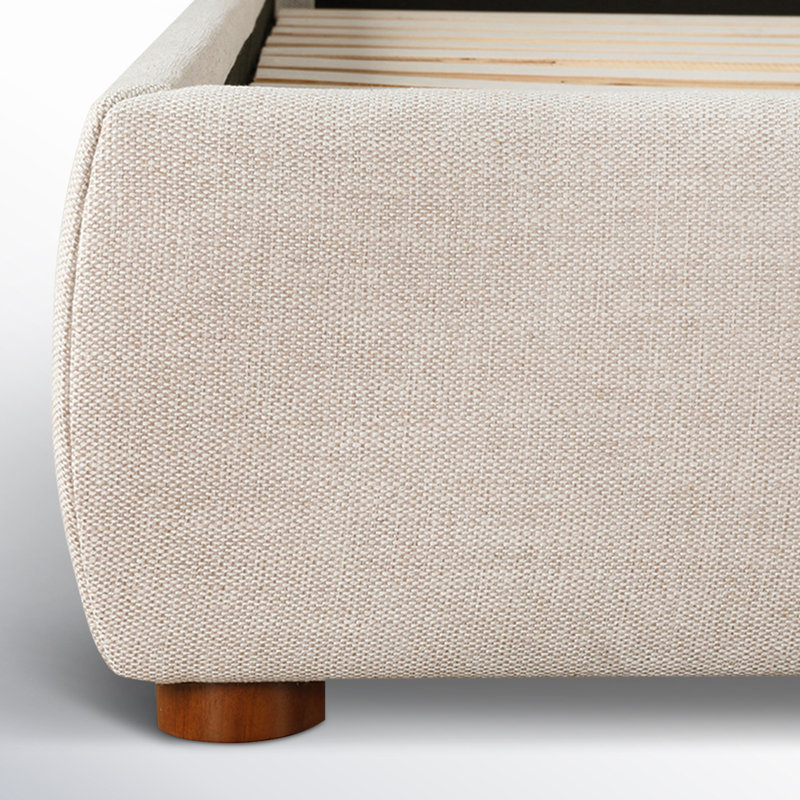 Timothy Upholstered Low Profile Platform Bed, Queen, Wheat Basketweave, 45.5