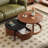 Round Nesting Coffee Table Fluted with Drawer