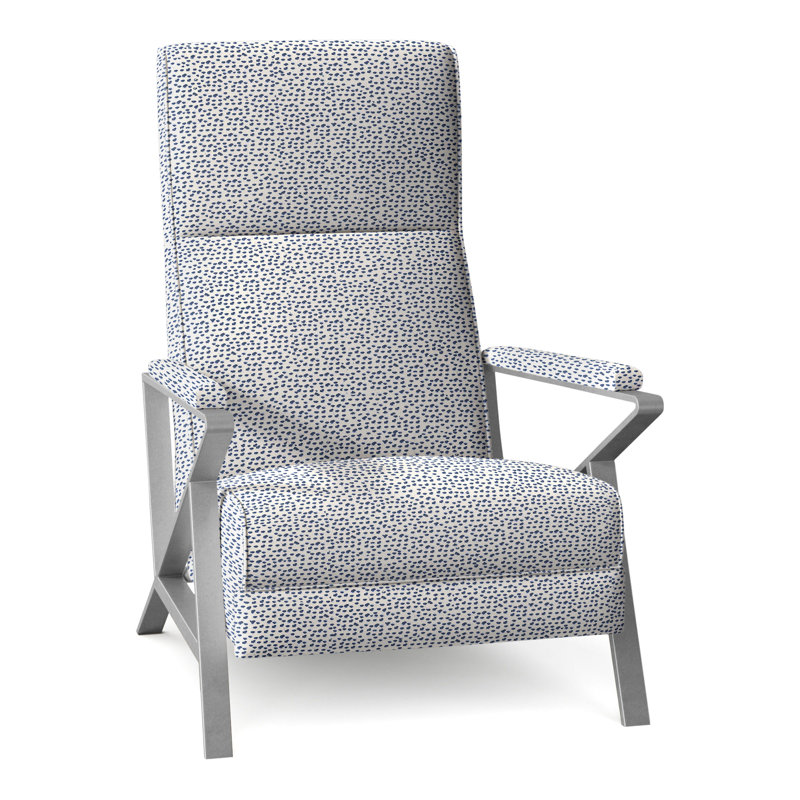 Infinity Recliner, Brushed Nickel, Perigold Elements Blueberry