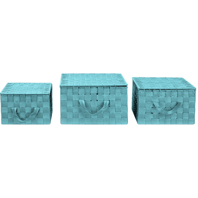 Panier de rangement tissé - turquoise