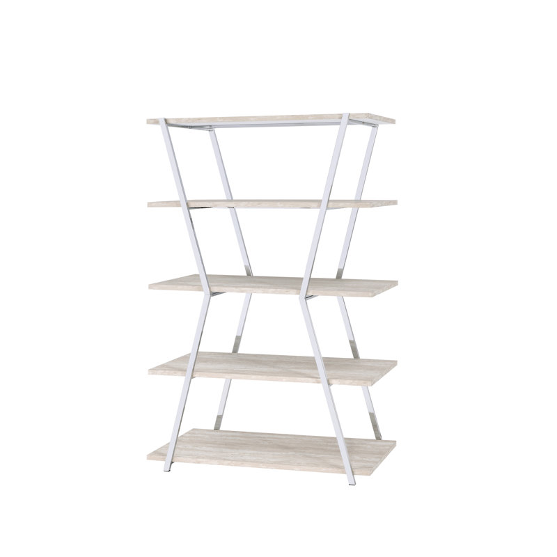 Étagère à livres en acier Biram, Chrome chrome