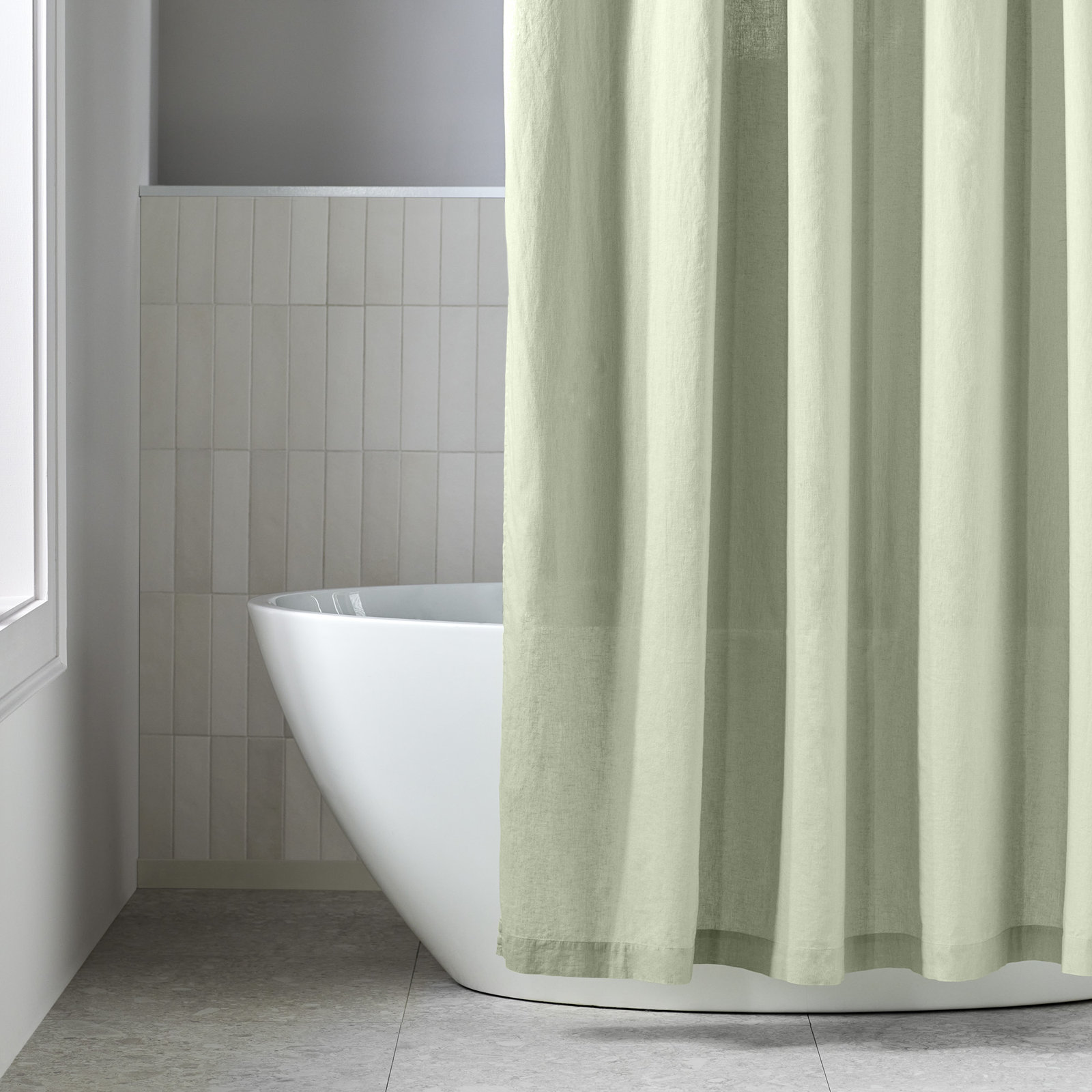 Jeffen Linen Blend Shower Curtain, Sage