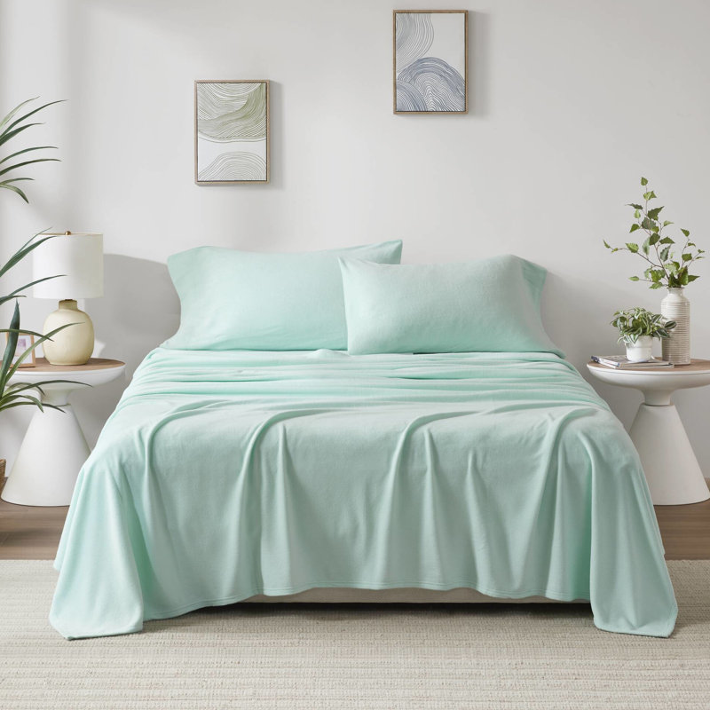 Drap simple TG 3 pièces - 100% molleton, ultra doux et confortable, boulochage, lavable à la machine, draps plats et ajustés, taie d'oreiller douillette, livré avec des draps plats