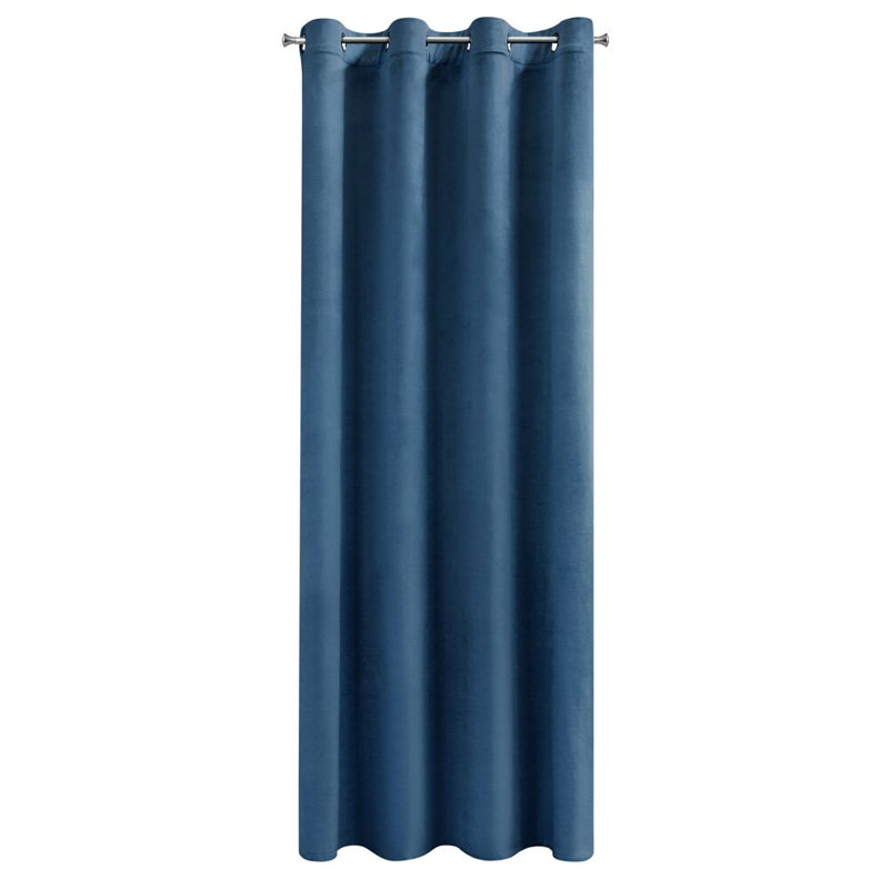 Daphne 100% Polyester Blackout Curtain Single Panel, Width 215cm x height 250cm, Navy blue