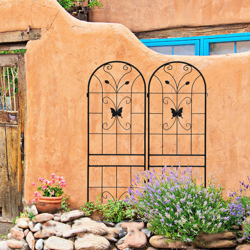 Paquet de 4 treillis en métal 71 po x 19,7 po noir, support pour plantes grimpantes comme les pois et le concombre