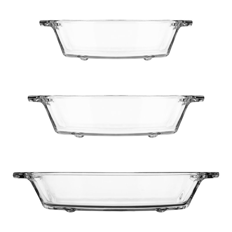 Prima Clear Cristalline Glass Oblong Oven Dish Set of 3