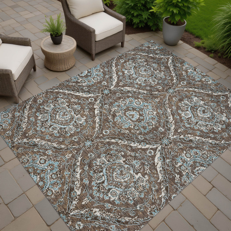 Machine Washable Indoor/Outdoor Chantille ACN2703 Global Rug, Chocolate, 9' x 12'