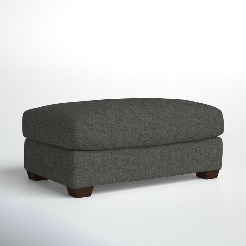 Rhodes Upholstered Ottoman, Zuma Charcoal Textured Linen