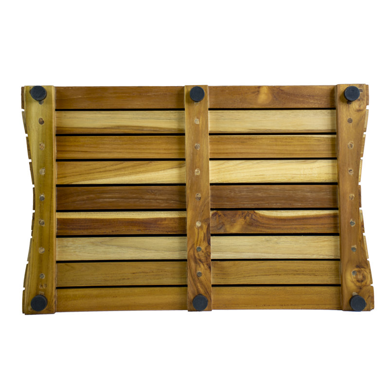 Earthy Teak 23" Non-Slip Wooden Bath Mat