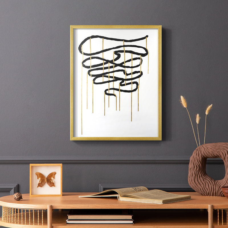 «Weeping Ribbon I», reproduction encadrée - bois massif, Or, H 14 po x l 11 po