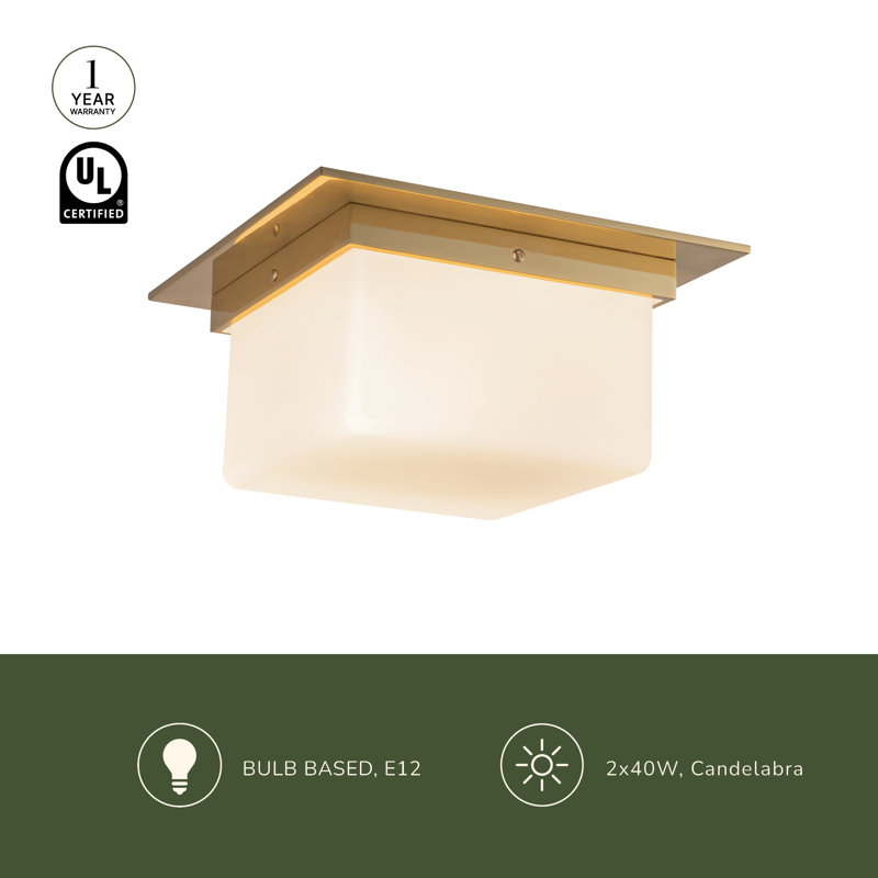 Mineral 11-in Brass Flush Mount, Opal Glass, Brass
