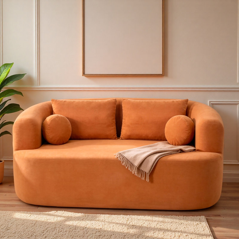Canapé-dans-une-causeuse, Orange Chenille